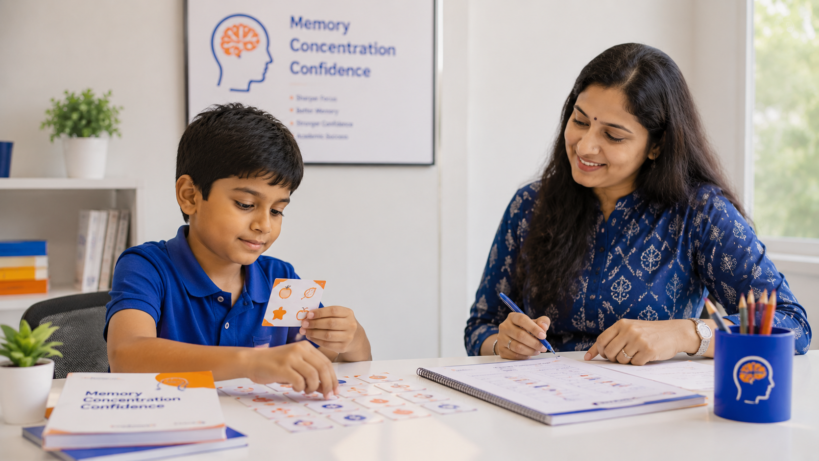Student practicing focused memory drills