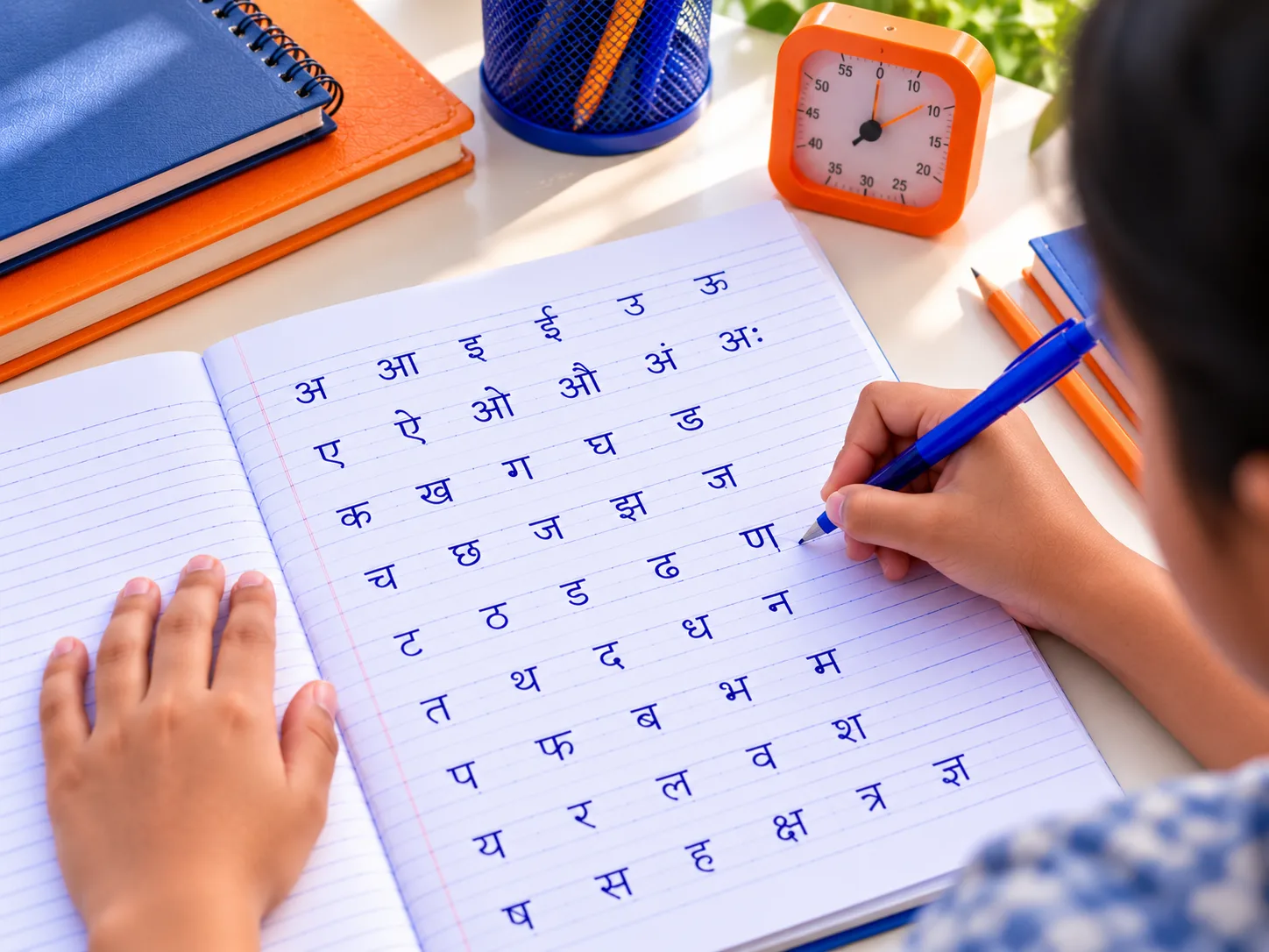 Offline Hindi Handwriting Improvement Student practising Hindi handwriting at HandwritingAone